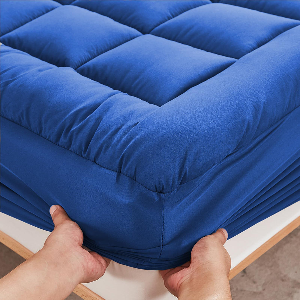 Mattress Pad - Soft And Breathable Mattress Protector Cover - Pillow Topper With Stretches To 18    Deep Pocket Fits Up To 8   -