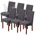 Genina Waterproof Dining Room Chair Covers Stretch Parsons Chair Slipcovers For Dining Room Kitchen Chair Protector Cover, Removable, Washable (6, Flower Pattern-Dark Gray)
