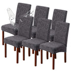 Genina Waterproof Dining Room Chair Covers Stretch Parsons Chair Slipcovers For Dining Room Kitchen Chair Protector Cover, Removable, Washable (6, Flower Pattern-Dark Gray)