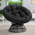 Bme 40' Ergonomic Wicker Papasan Chair With Soft Thick Density Fabric Cushion, High Capacity Steel Frame, 360 Degree Swivel For Living, Bedroom, Reading Room, Lounge, Onyx Stone