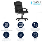 Flash Furniture Coffman Flash Fundamentals Mid-Back Leathersoft Office And Gaming Chair, Ergonomic Office Chair With Padded Leathersoft Seat And Arms, Black