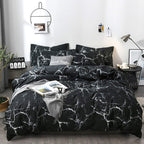 Luxlovery Black Marble Comforter Set Queen Black Marble Bed Set Full Cotton Comforter Cozy Beathable Soft Black And White Marble