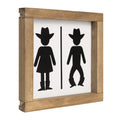 flangairy Western Bathroom Decor Southwestern Cowboy Cowgirl Wall Art Wooden Restroom Signs Country Half Bath Shelf Table Rustic