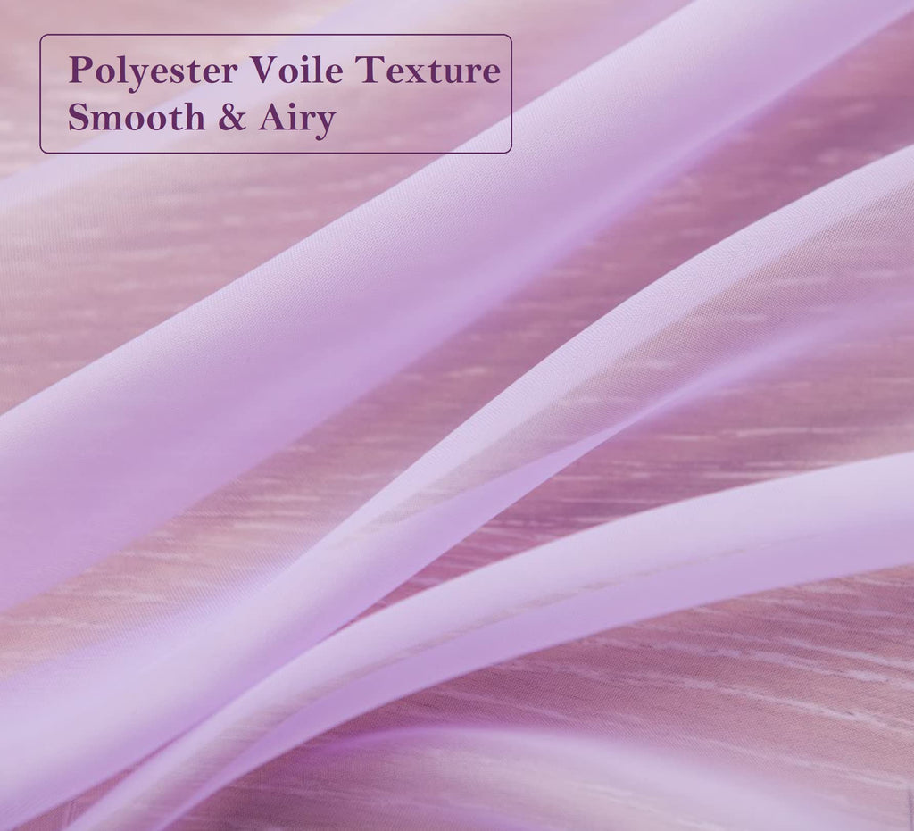 Pi Purple Sheer Curtains 84 Inches Length With Eyelets,Soft Voile Textured,Elegant Window Draperies For Wedding/Villa 2 Panels (W52 X L84, Violet Purple)