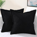 decorUhome Decorative Black Throw Pillow Covers 24x24 Set of 2 with Splicing, Boho Soft Corduroy Broadside Twill Pillow Covers f