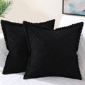 decorUhome Decorative Black Throw Pillow Covers 16x16 Set of 2 with Splicing, Boho Soft Corduroy Broadside Twill Pillow Covers f