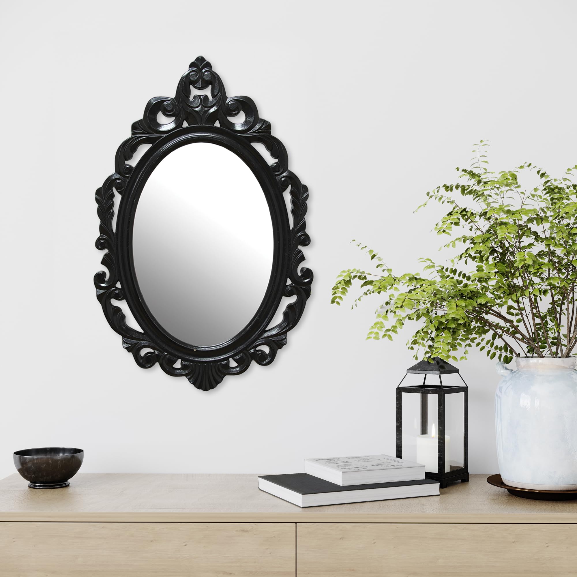 Stratton Home Décor Stratton Home Decor Black Baroque Wall Mirror