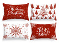 Lanpn Christmas Lumbar Throw Pillow Covers 12X18 Set Of 4, Merry Christmas Winter Xmas Snowflake Decorative Holiday Cushion Pill