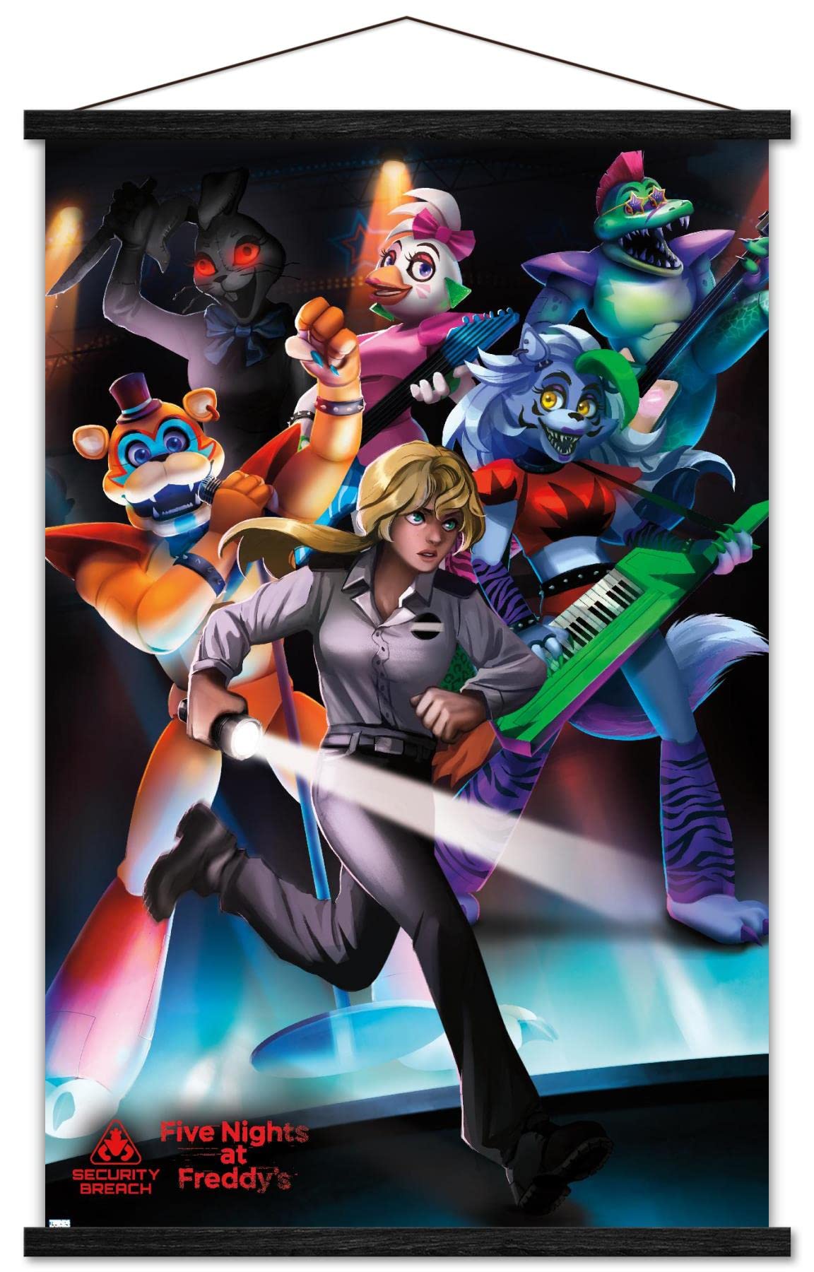 Trends International Five Nights at Freddys: Security Breach - Group Wall Poster, 22.375 x 34, Print and Black Hanger Bundle