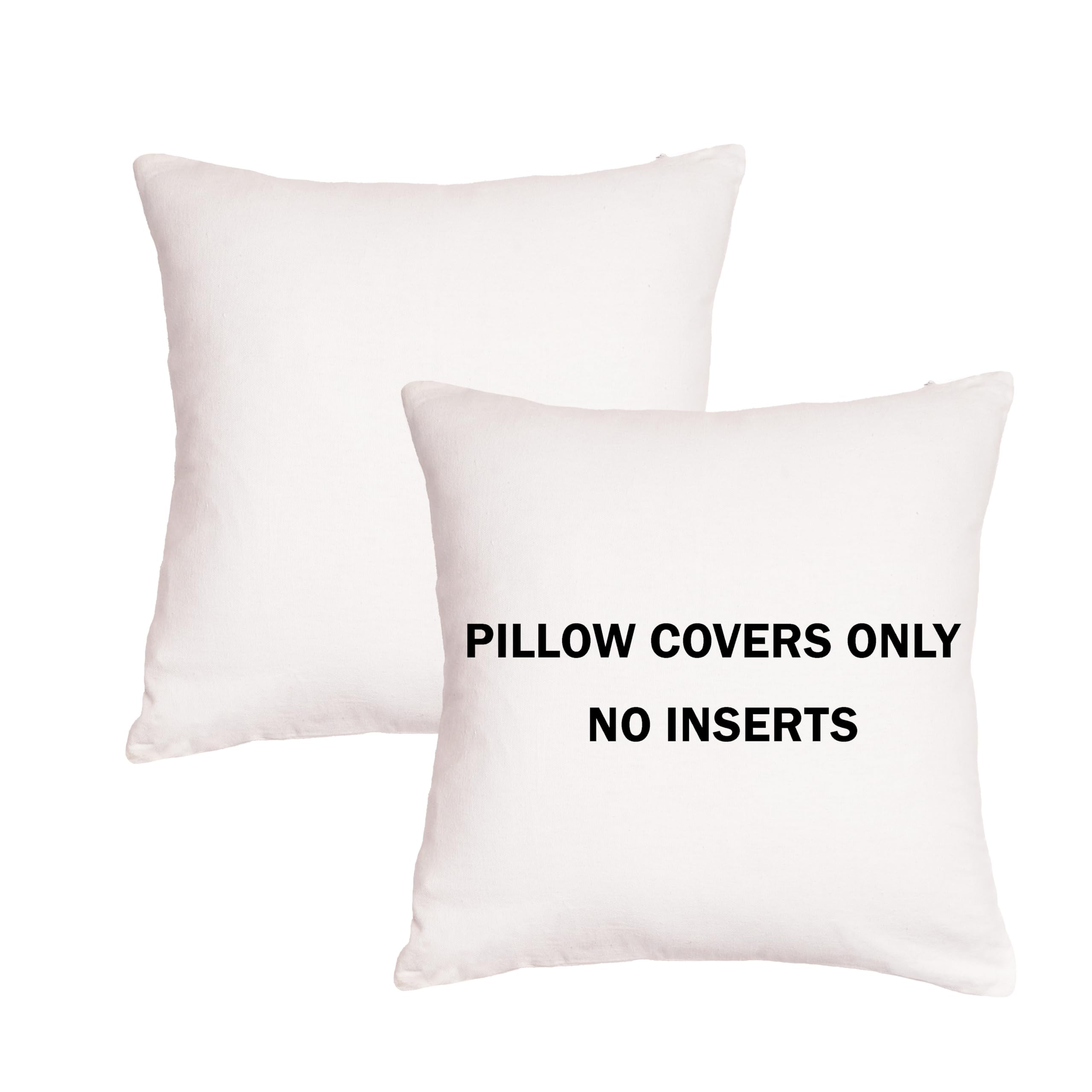 RELY+ Cotton Throw Pillow Covers White 16''X16'' Set of 2 Decorative Zippered Throw Pillow Covers for Couch, Sofa, Farmhouse, Li