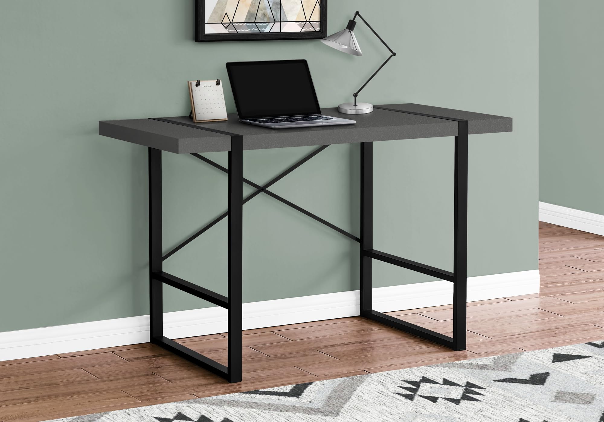 Monarch Specialties 7660 Computer Desk, Home Office, Laptop, 48&quot; L, Work, Metal, Laminate, Grey, Black, Contemporary, Modern Desk-48, 49&quot; L X 23.75&quot; W X 30&quot; H