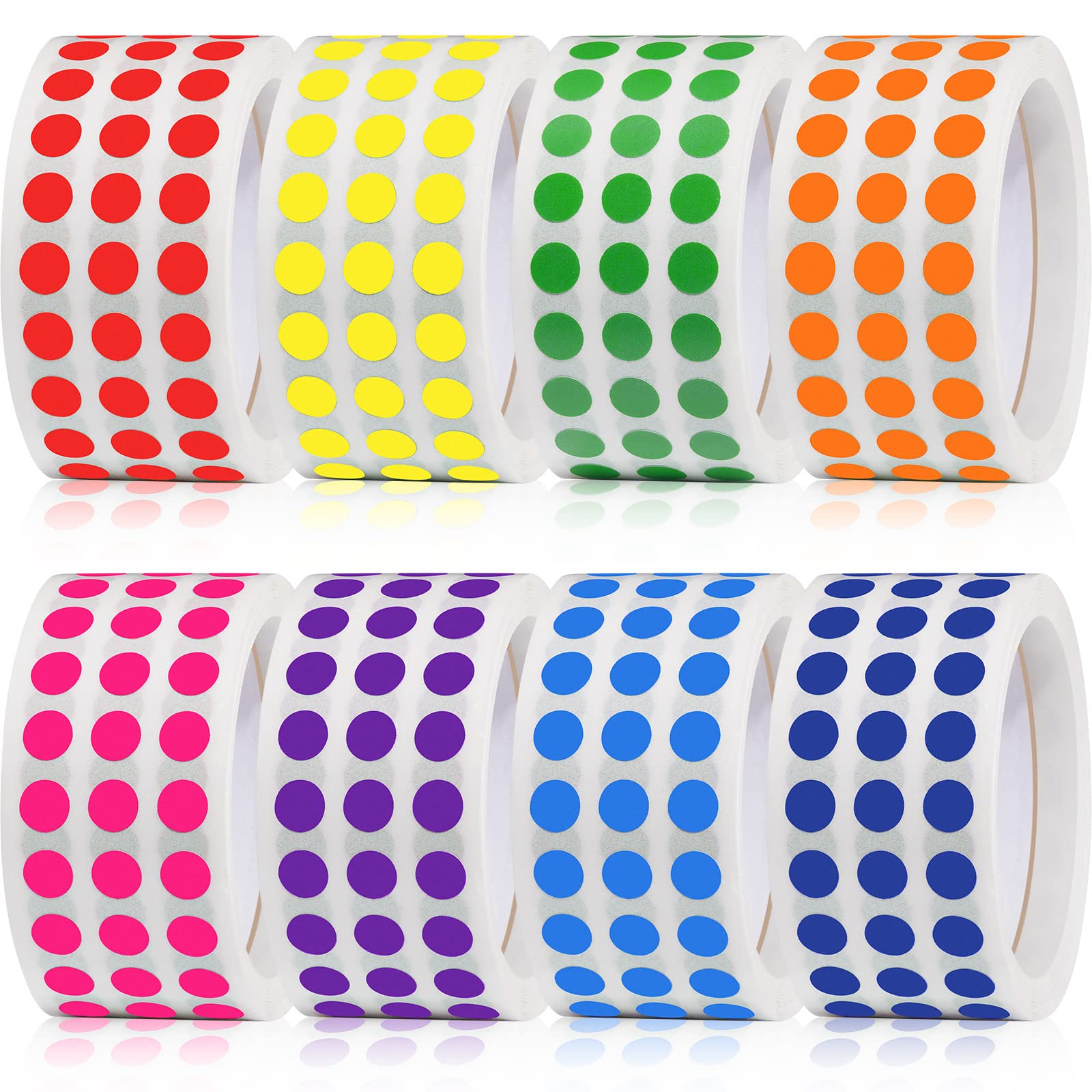 16000 Pieces 1/4 Inch Round Color Coding Labels Roll Solid Colors Dot Stickers Adhesive Colored Circle Stickers For Inventory Or