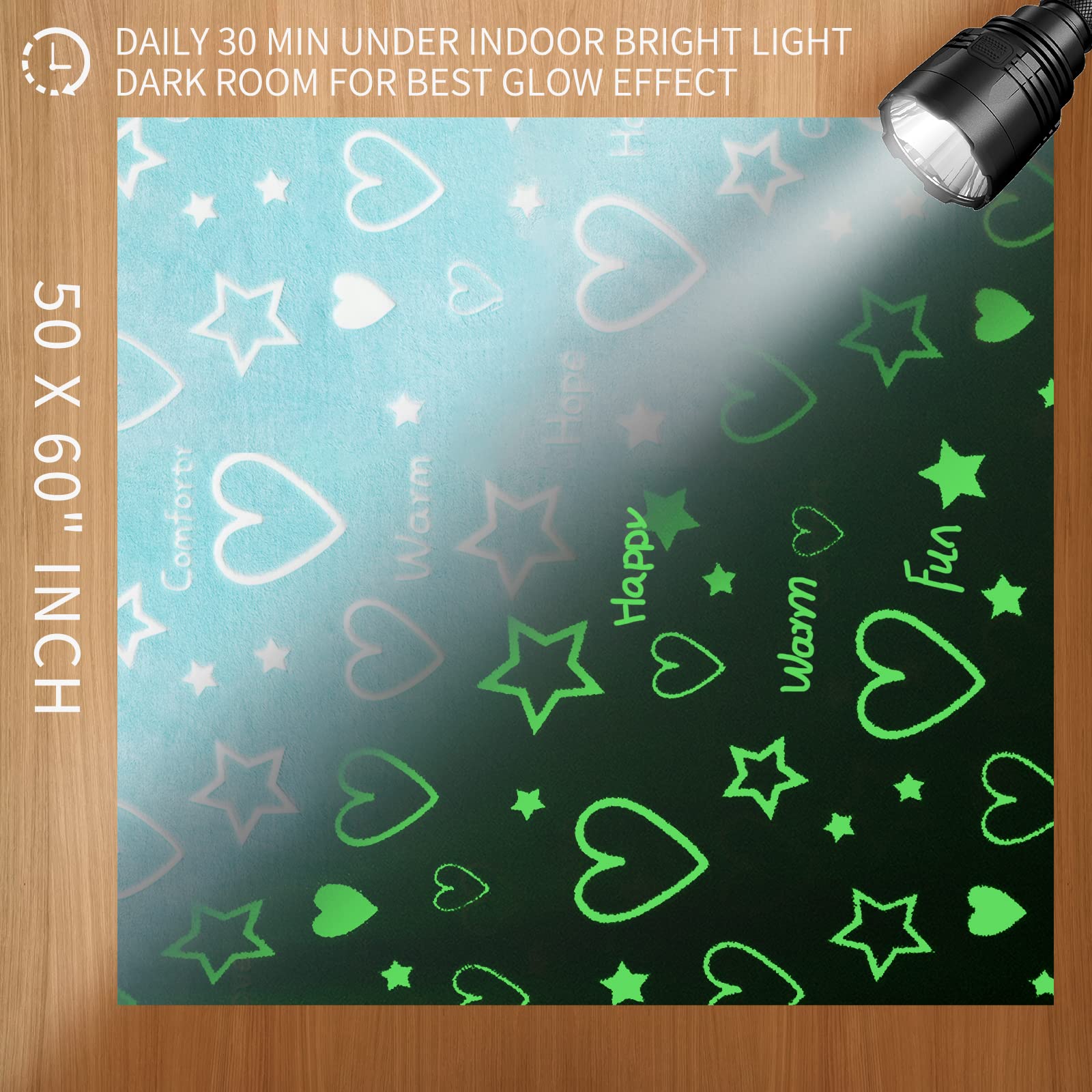 Lifeyj Glow In The Dark Stars Heart Blanket Gifts For Girls Boys, Soft Blanket 3 4 5 6 7 8 9 10 Year Old Girl Gifts Ideas,Toddle