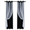 Lush Decor Sheer Grommet Curtains With Insulated Blackout Lining, Window Curtain Panels, Pair, 38'W X 84'L, Black - Curtain Wi