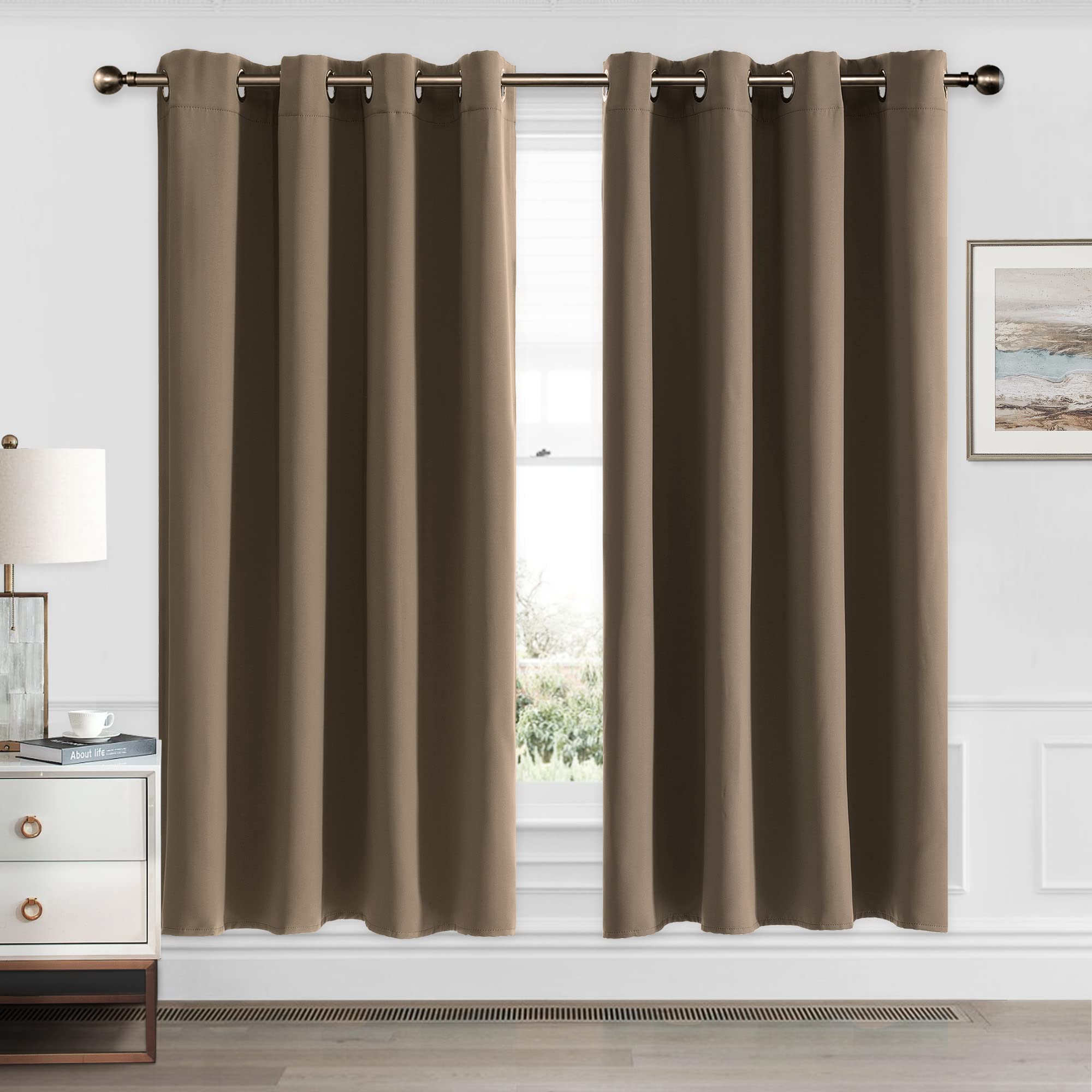 CUCRAF Blackout Curtains 45 inch Length, Thermal Insulated Room Darkening Window Curtains for Bedroom,Light Blocking Drapes for 