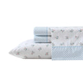Laura Ashley - Sheet Set, Breathable Percale Cotton Bedding, 200 Thread Count, Deep Pocket, Chic Home Decor (Harperette Blue, Ki