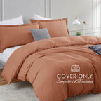 Hearth & Harbor Rust Duvet Cover King Size - 3 Piece King Duvet Cover Set, Soft Double Brushed King Duvet Covers With Button Clo