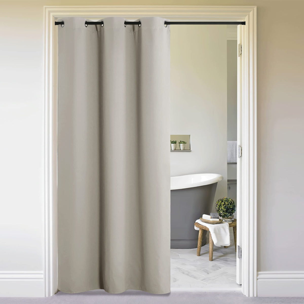 Nicetown Sliding Door Curtains 96 Inch Length, Single Curtain, Insulating Thermal Blackout Curtains For Bedroom Window Bathroom