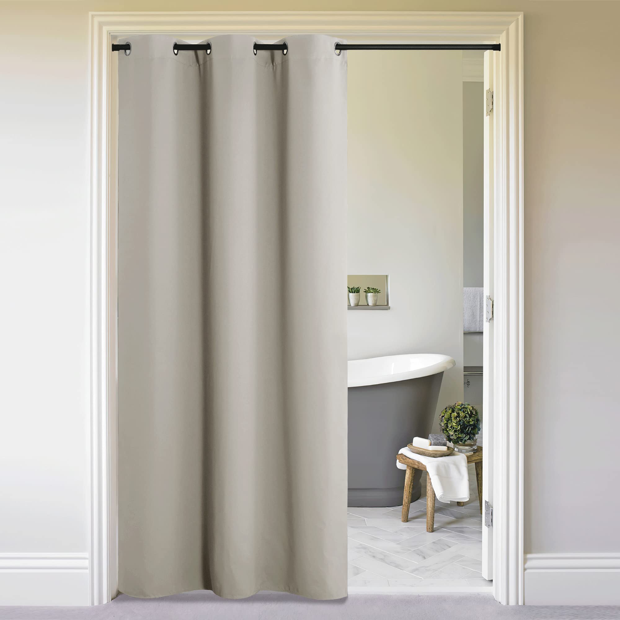 Nicetown Natural Door Curtain For Doorway Privacy, Curtains 144 Inch Length, Room Divider Curtain Cover, Blackout Temporary Insu