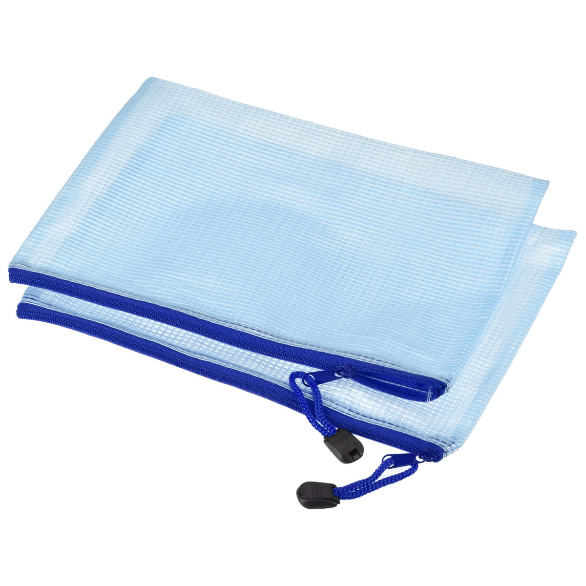 Meccanixity Mesh Zipper Bags, A5 Size File Document Pockets Bill Pouch Folders For Office Home Supply, Blue Pack Of 3