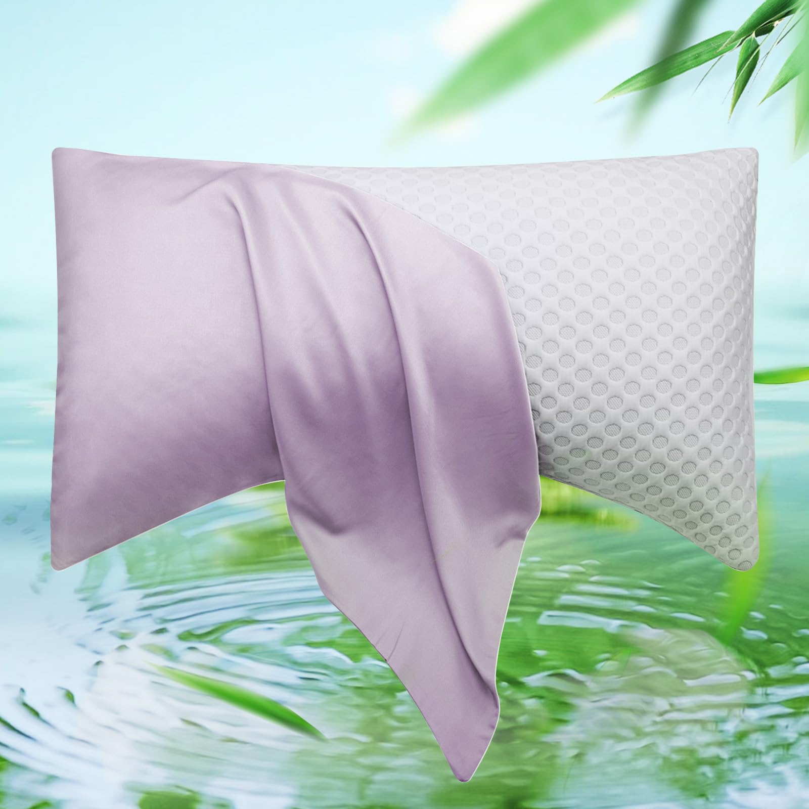 Cooling Side Sleeper Pillow Cases - Curved Rayon Derived From Bamboo Pillowcase Cover- Silky Soft Pillowcase For Hot Sleepers Ha