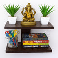 Zkoira I Shape Wall Mounted Wood Floating Shelf With Book Storage, Wenge Finish Items Home Cabinet Cupboards Organisers Pooja Ho