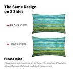 Teal Blue Green Pillow Covers 12X20 Inch Watercolor Aqua Waves Brush Lumbar Pillow Cases Abstract Striped Sea Splash Recgantle T