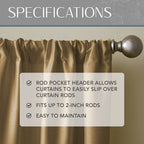 Elrene Home Fashions Versailles Faux-Silk Room-Darkening Curtain Panel, Blackout Curtain With Rod Pocket, 52 Inches By 95 Inches