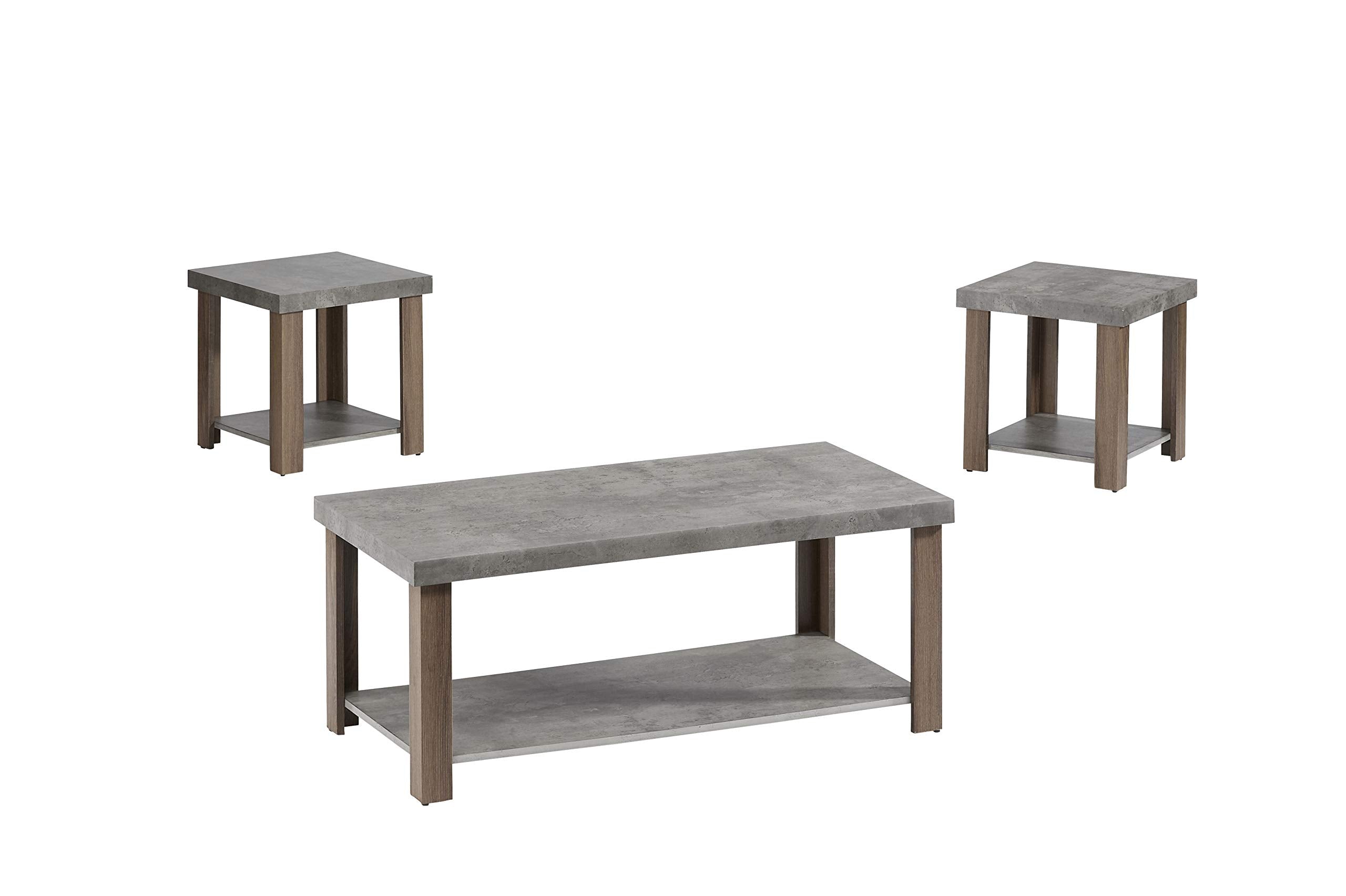 Progressive Furniture Driver 3 Pack-Cocktail & 2 End Tables, Gray/Oak