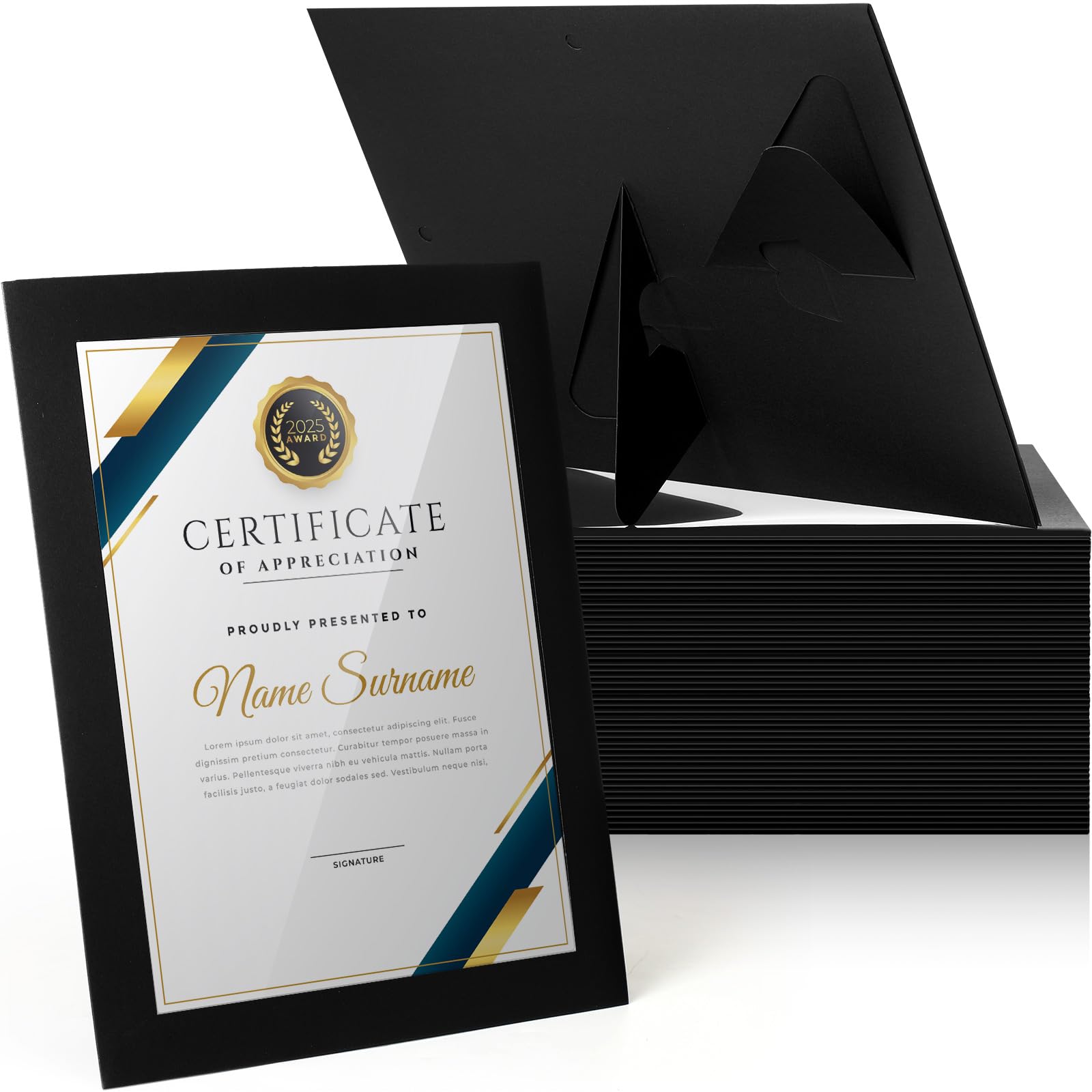 Tatuo 25 Pcs 8.5 x 11 Paper Picture Frames Document Frame Horizontal Paper Certificate Holders Display Gallery Wall Frame Art Ta