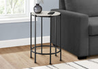 Monarch Specialties I 3757 Accent Table, End, Round, Side Table, Bedroom, Nightstand, Washed Oak, Black Metal
