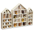 Ikee Design House-Shaped Wooden Shadow Cubby Box Display Shelf Organizer Storage Shadow Box for Mini Figures, Set of 3, Wash Whi