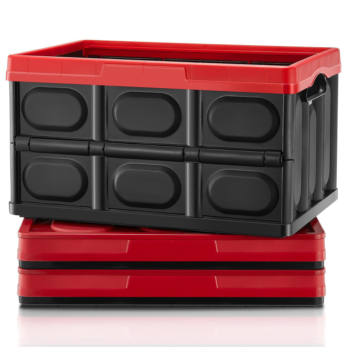 FOHERE 48L Collapsible Storage Bins with Lids, 3 Packs, Stackable