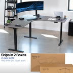 Vivo Electric Height Adjustable 71 X 71 Inch Curved Corner Stand Up Desk, Dark Gray Table Top, Black Frame, Memory Controller, L-Shaped Workstation, E3C Series, Desk-Kit-E3Cbg