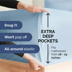 Extra Deep Pocket Cal King Sheets - 4 Piece Breathable & Cooling Bed Sheets - Hotel Luxury Bed Sheet Set - Soft, Wrinkle Free & Comfy - Easily Fits Extra Deep Mattresses - Deep Pocket Sky Blue Sheets
