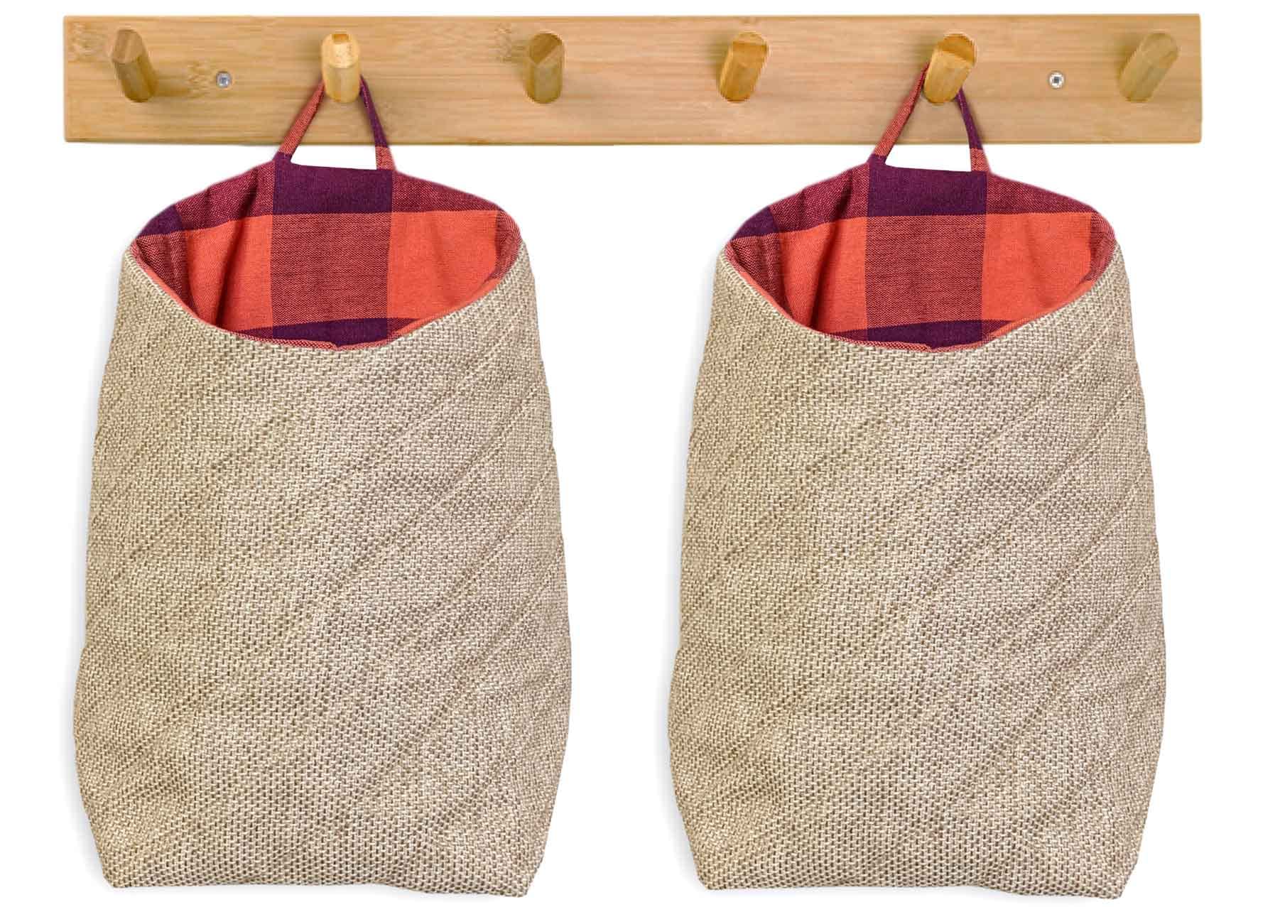 Pec Eco Friendly Fabric Pod | Cute Hanging Jute Organizer For Home | Office | Hostel (Xl | Pack Of 2)