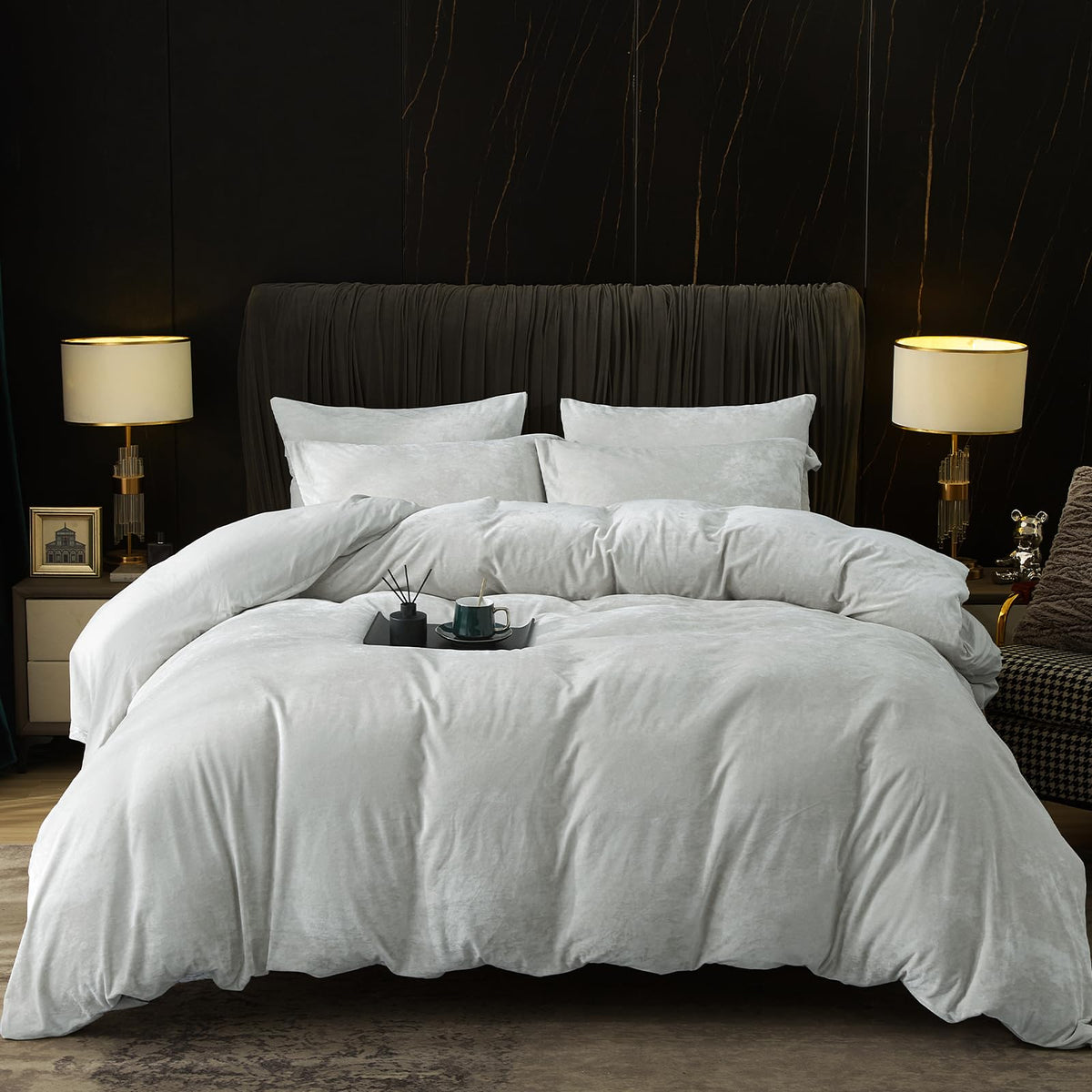 Phf Truly Velvet Duvet Cover Set California King Size, 3Pcs Ultra Soft Breathable Comforter Cover Set, Luxury Cozy Flannel Duvet