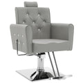BarberPub Classic Hydraulic Recliner Barber Chair Antique Hair Spa Salon Styling Beauty Equipment 3123 (Grey)
