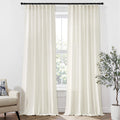 Miulee Natural Linen Curtains 102 Inches Long 2 Panels, Back Tab Pleat Tape With Hooks Soft Thick Linen Textured Window Drapes For Bedroom Living Room Semi Sheer Light Filtering Farmhouse Cream Ivory