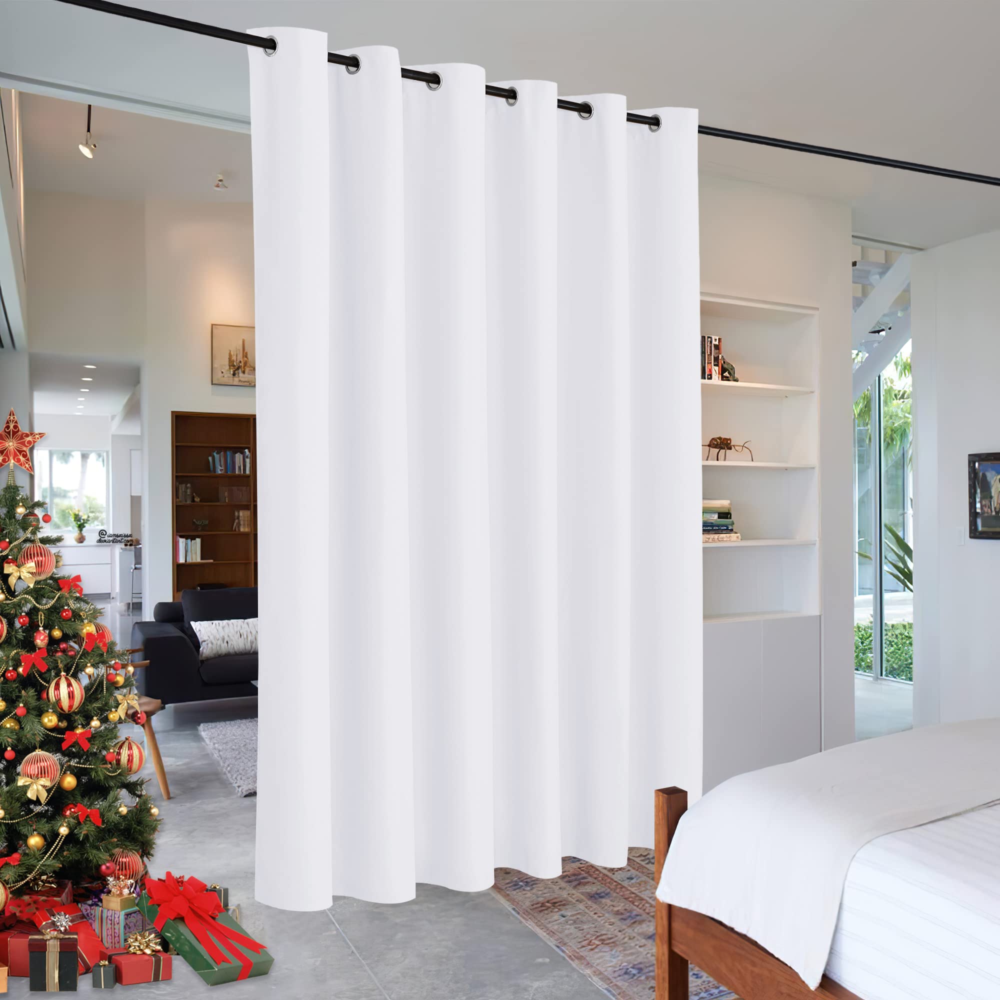 Ryb Home Extra Wide Curtain - Room Divider Curtain Blind For Patio Sliding Glass Door Hallway Office Apartment, 50% Light Block