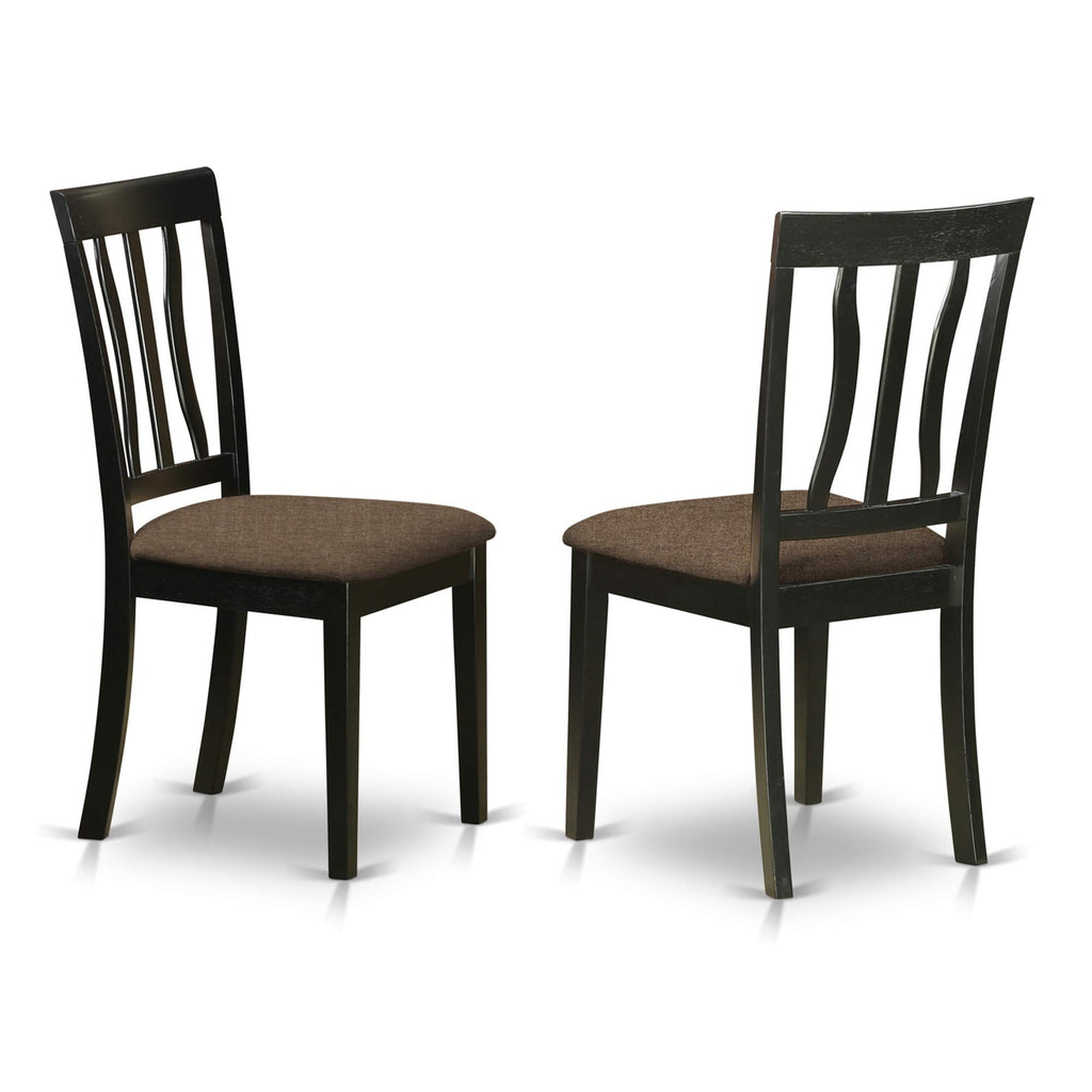 East West Furniture DUAN5-BLK-C 5 Piece Dining Room Furniture Set Includes a Rectangle Kitchen Table and 4 Linen Fabric Upholstered Dining Chairs, 36x60 Inch, Black