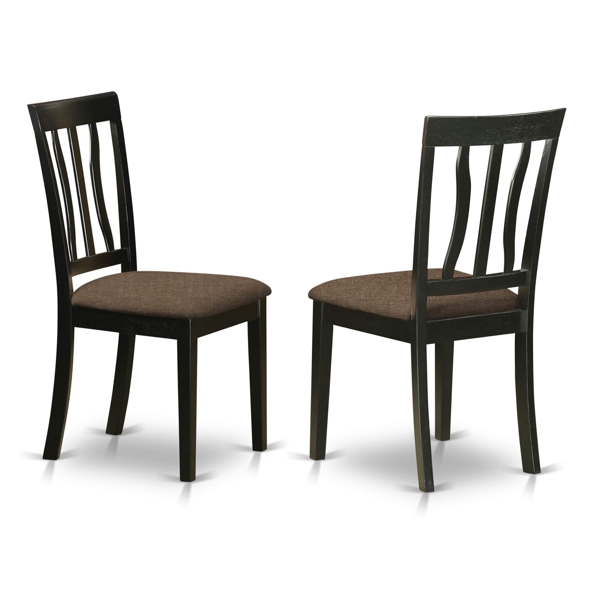 East West Furniture DUAN5-BLK-C 5 Piece Dining Room Furniture Set Includes a Rectangle Kitchen Table and 4 Linen Fabric Upholstered Dining Chairs, 36x60 Inch, Black