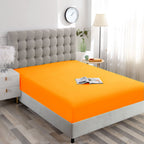 Ghooss Orange Twin Fitted Sheet-Soft Microfiber Bottom Sheet For Bed-Deep Pocket Up To 14 Inche-Wrinkle Free And Stay In Place-1