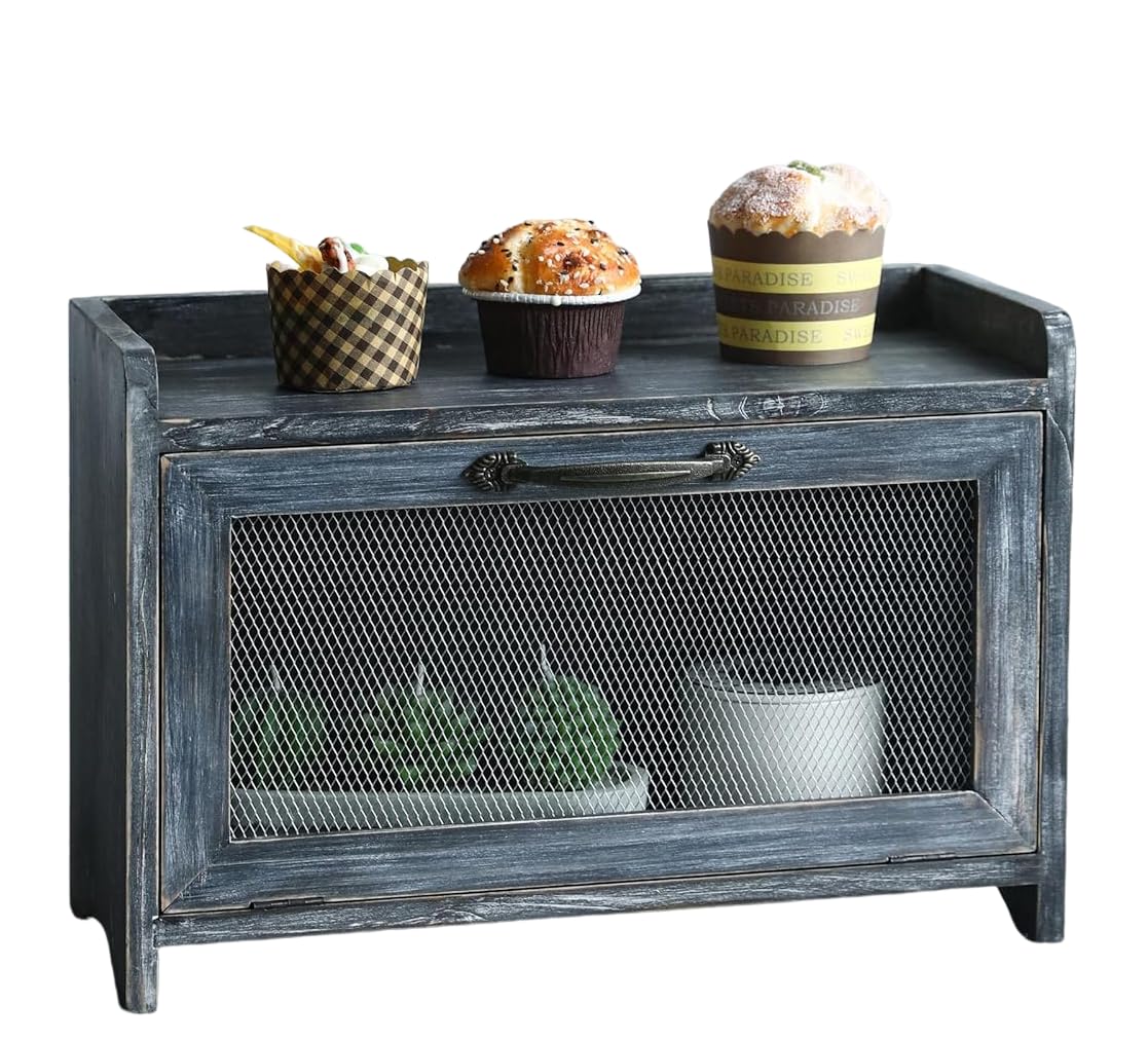 Collective Home - Storage Cabinet, Mini Countertop Cabinet, Wood Organizer For Bedroom Kitchen With Magnetic Door, Storage For Spice Jars, 14.5 X 6.5 X 10 (Grey) (10')