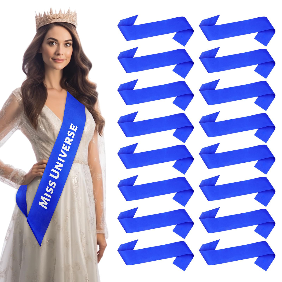 Dreamtop 16Pcs Blue Sash Satin Sash Blue Blank Sash Blank Sashes For Pageants Senior Sash Miss America Sash 2025 Sash For Beauty