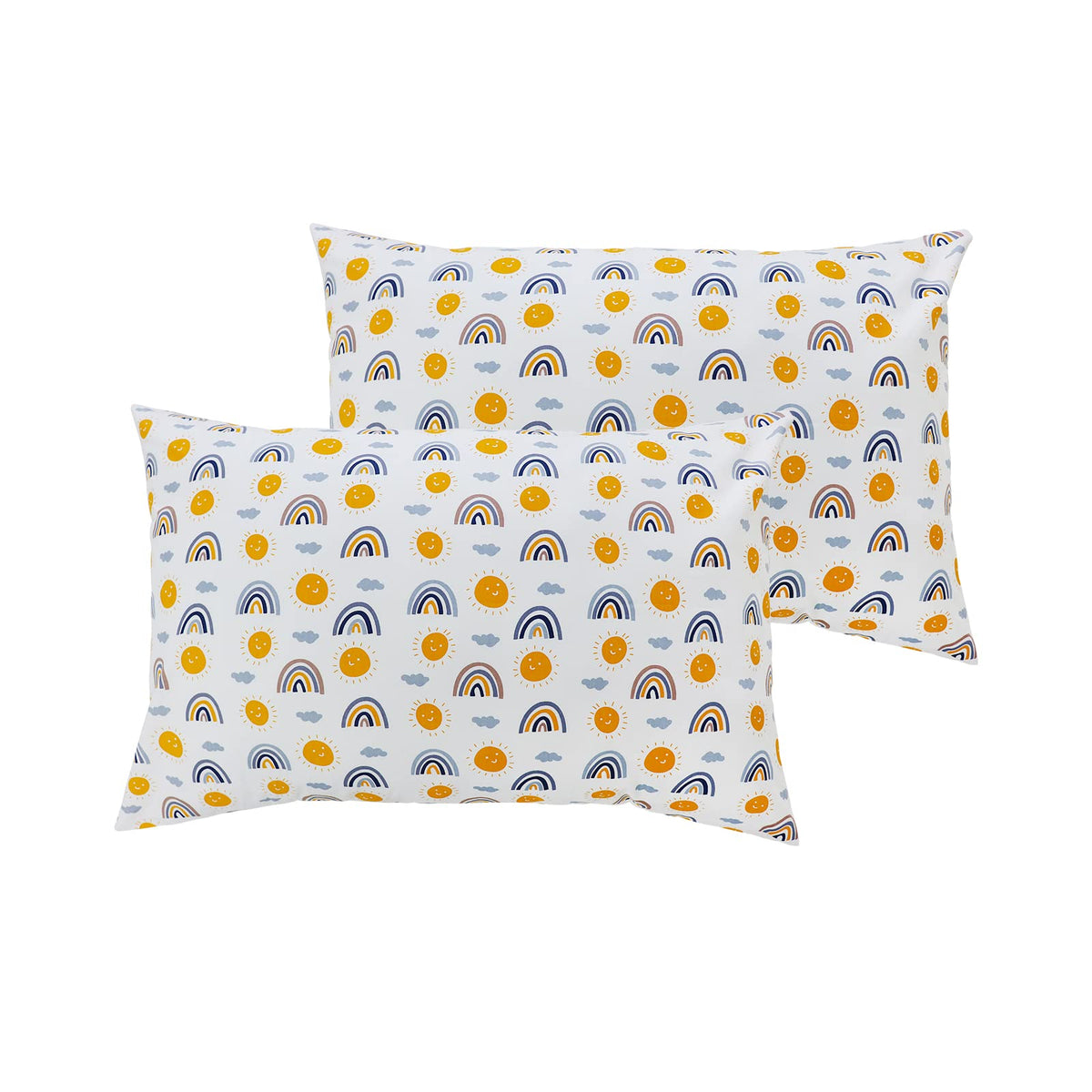 Sun And Rainbows Pillow Case For Kids, Soft Cotton Modern Art Toddler Pillowcases, Orange Easy-Wash Travel Pillow Shams With Env