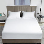 David's Home Queen Size Fitted Sheet - 100% Rayon from Bamboo, 16 Deep Pocket, White, Silky Soft & Breathable for Hot Sleepers