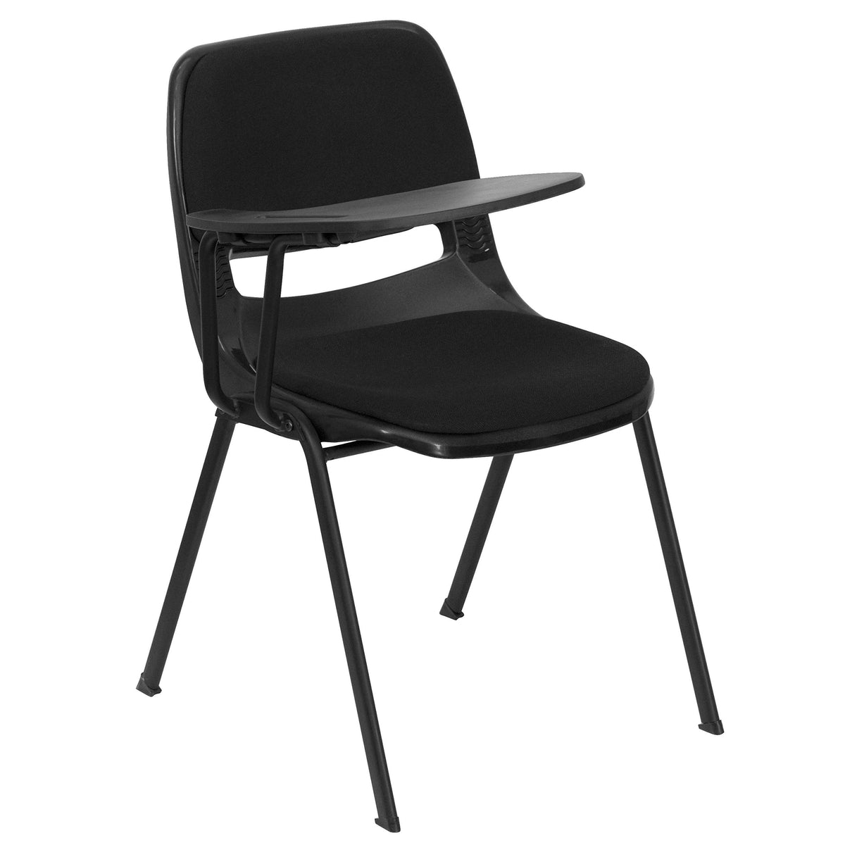 Flash Furniture Black Padded Ergonomic Shell Chair with Right Handed Flip-Up Tablet Arm