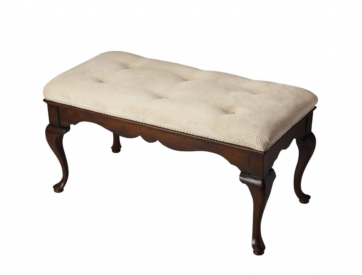 HomeRoots Wood Classic Cherry Brown Finish Bench