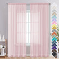 Ovzme Blush Pink Sheer Curtains 84 Inches Long 2 Panels - Soft Light Filtering Window Sheer Panels For Living Room/Bedroom, Top